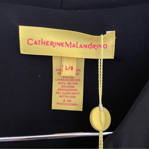 NWT Catherine Malandrino Black Bodycon Dress Long Sleeves Ruched Stretch Large - Picture 10 of 12